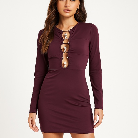 Boohoo Dresses & Skirts - Boohoo Deep Purple Long Sleeve Dress NWT